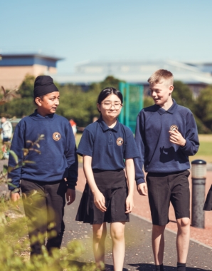 Children walking together in playground